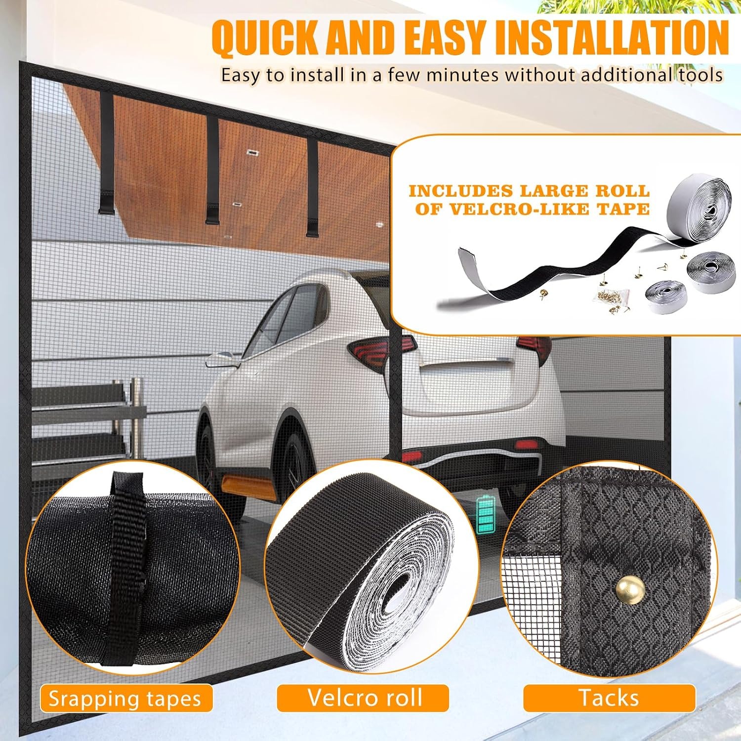 2-Car Magnetic Garage Door Screen 16 x 7 ft: image 9
