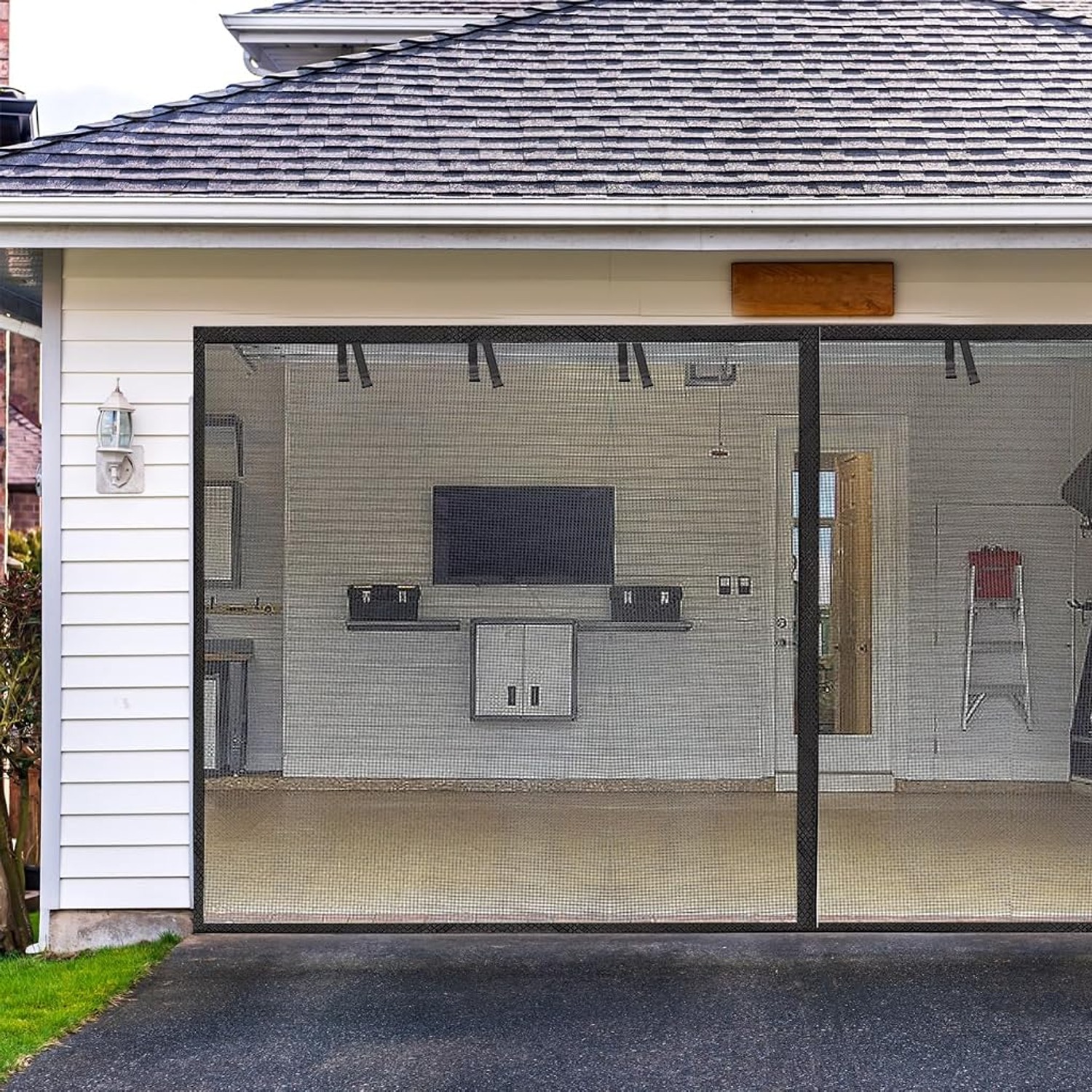 2-Car Magnetic Garage Door Screen 16 x 7 ft