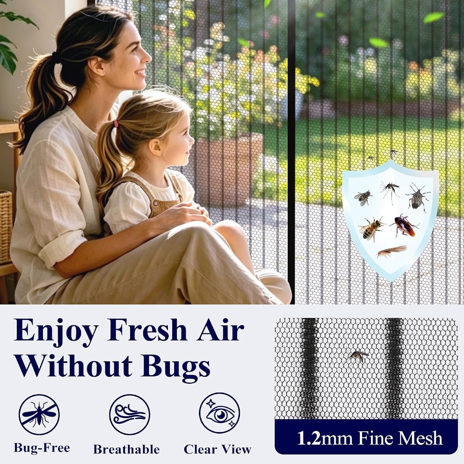 Kitsure Budget Magnetic Screen Door 38 x 82 in Stripe Black: image 4