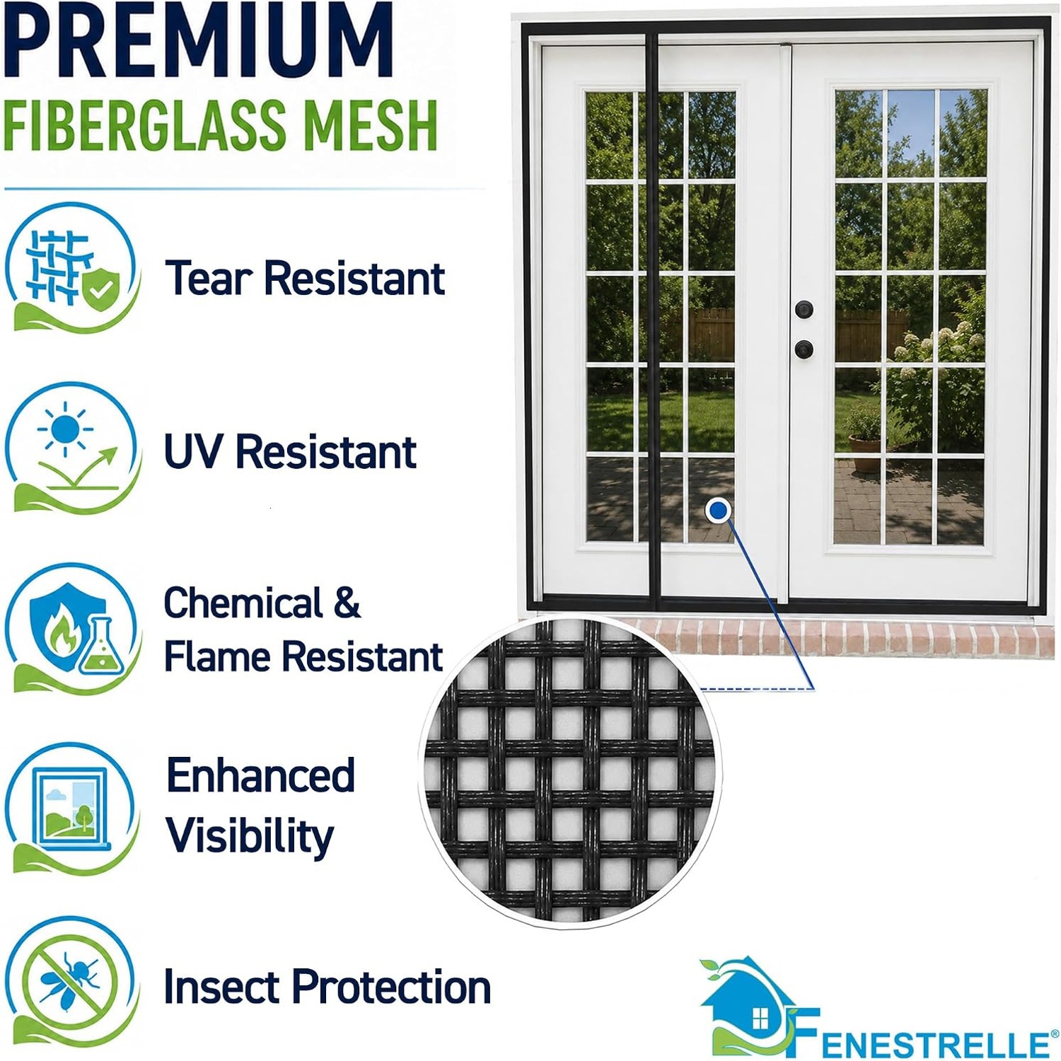 Fenestrelle French Door Magnetic Screen 72 x 80: image 5