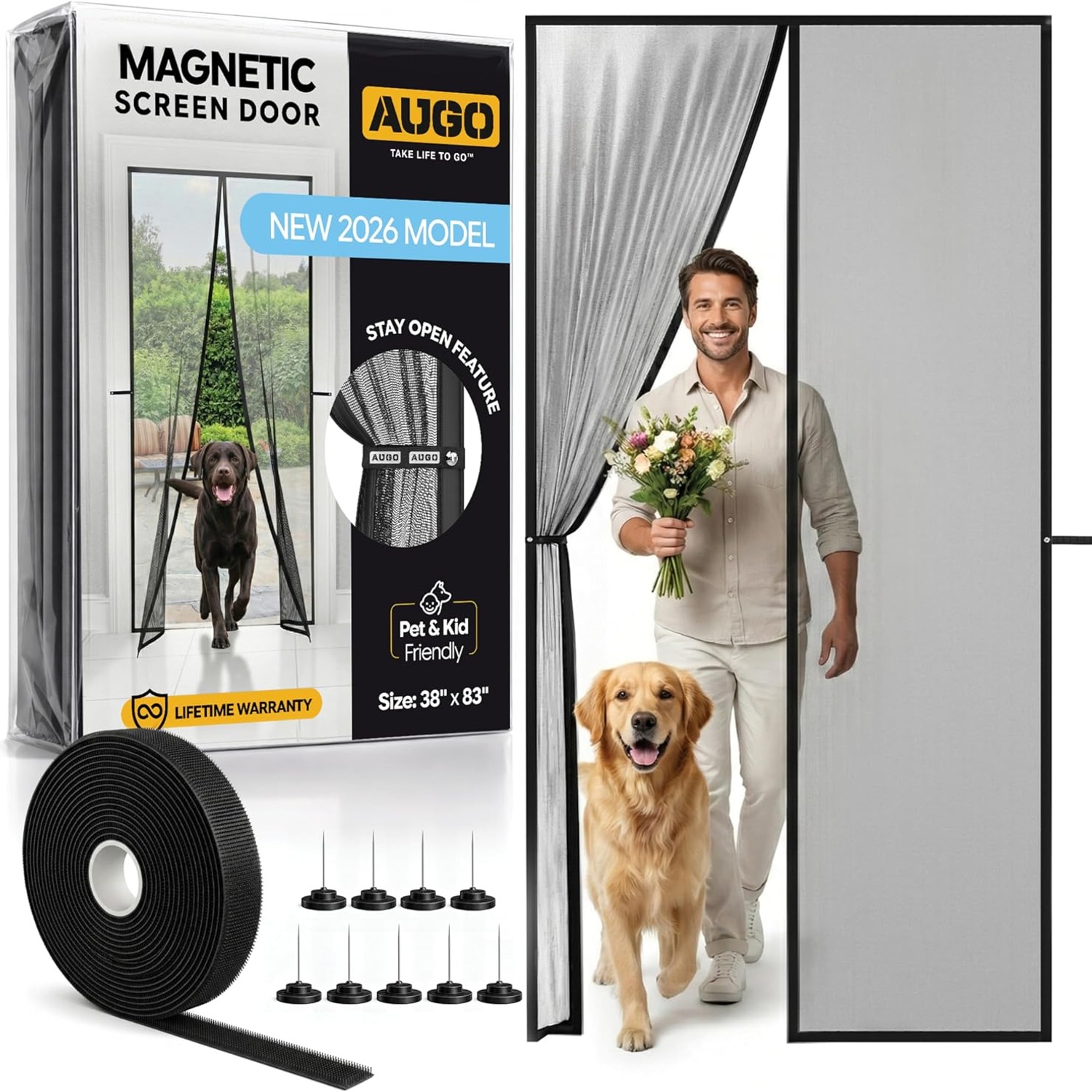 Heavy Duty Magnetic Screen Door 38 x 83