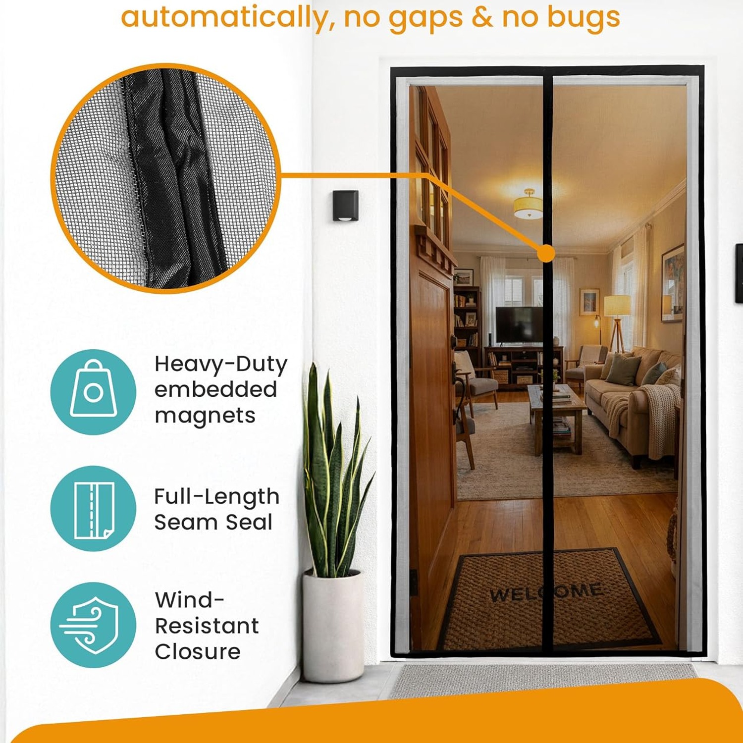 Flux Phenom Fine Mesh Magnetic Screen Door 38 x 82: image 4