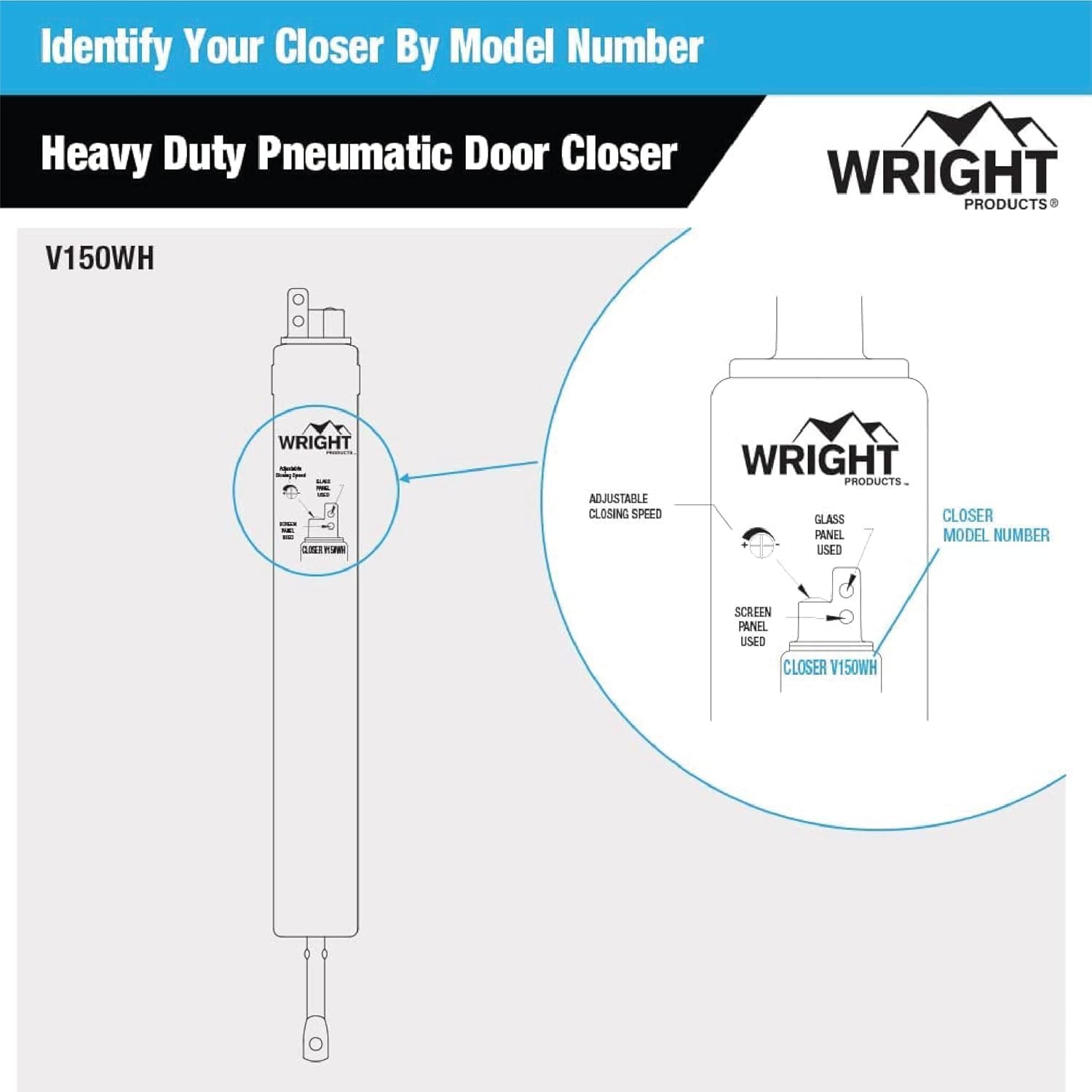 Wright Products Heavy Duty Pneumatic Storm Door Closer: image 7