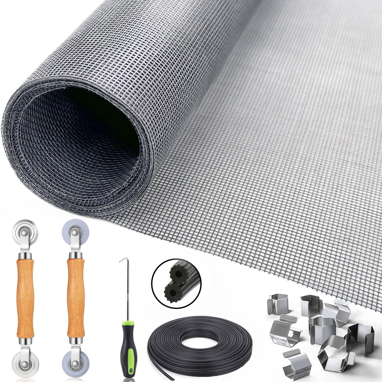 6-in-1 Window Screen Repair Kit with Fiberglass Mesh, Spline and Roller: image 9