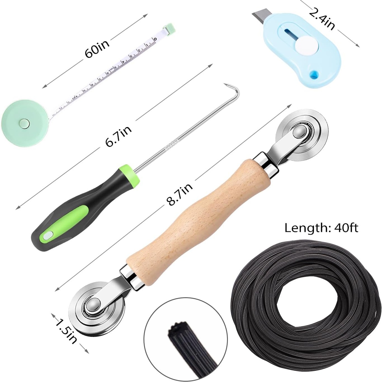 Window Screen Replacement Kit 48" x 118" with Roller, Spline and Tools