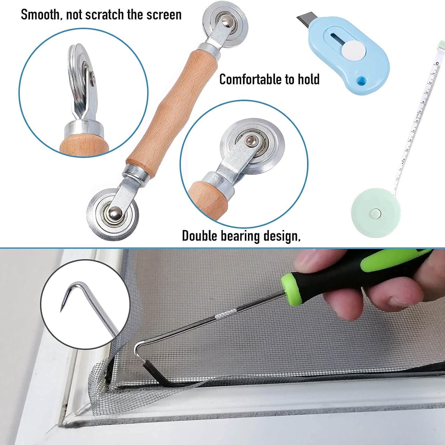 Window Screen Replacement Kit 48" x 118" with Roller, Spline and Tools