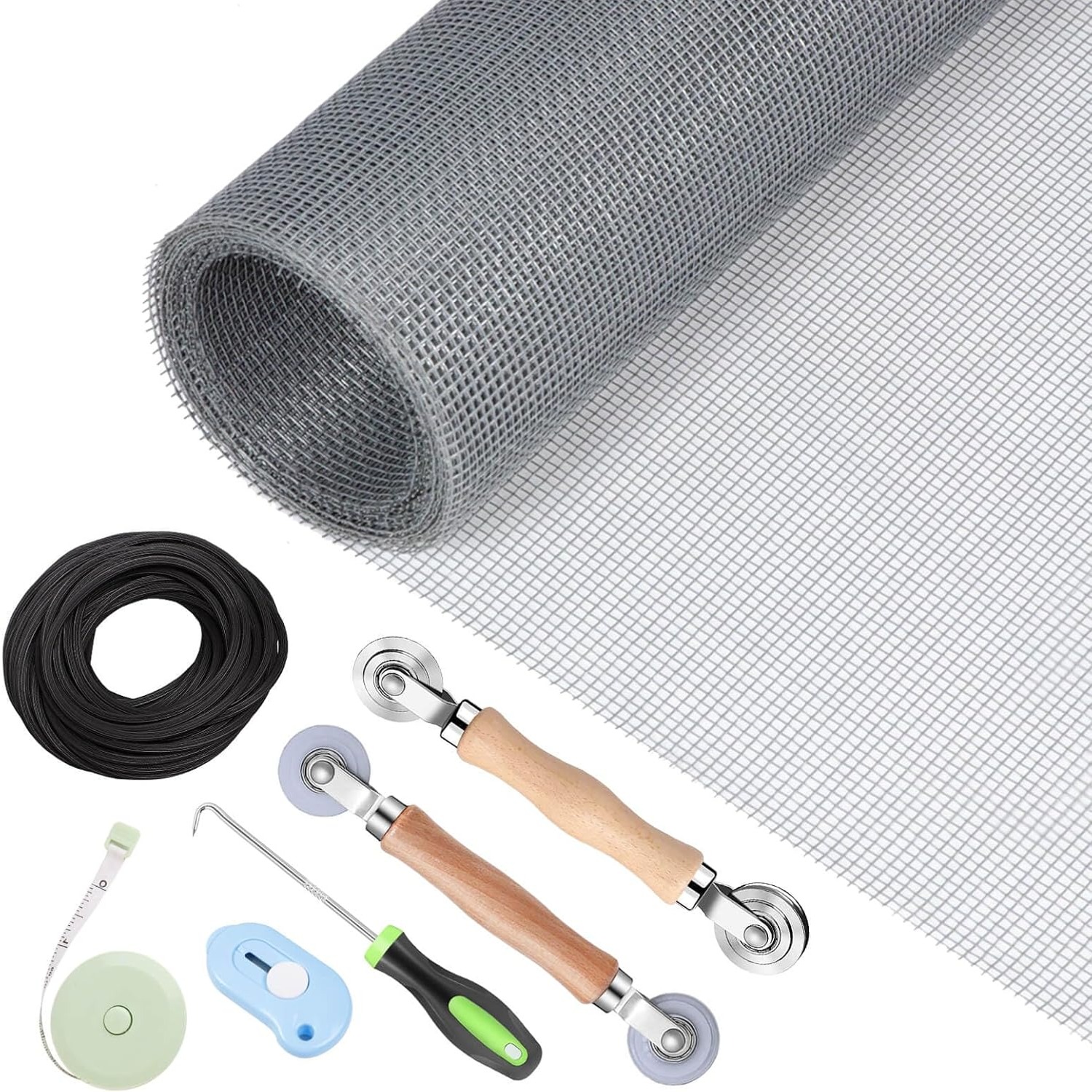 Window Screen Replacement Kit 48" x 118" with Roller, Spline and Tools: image 9