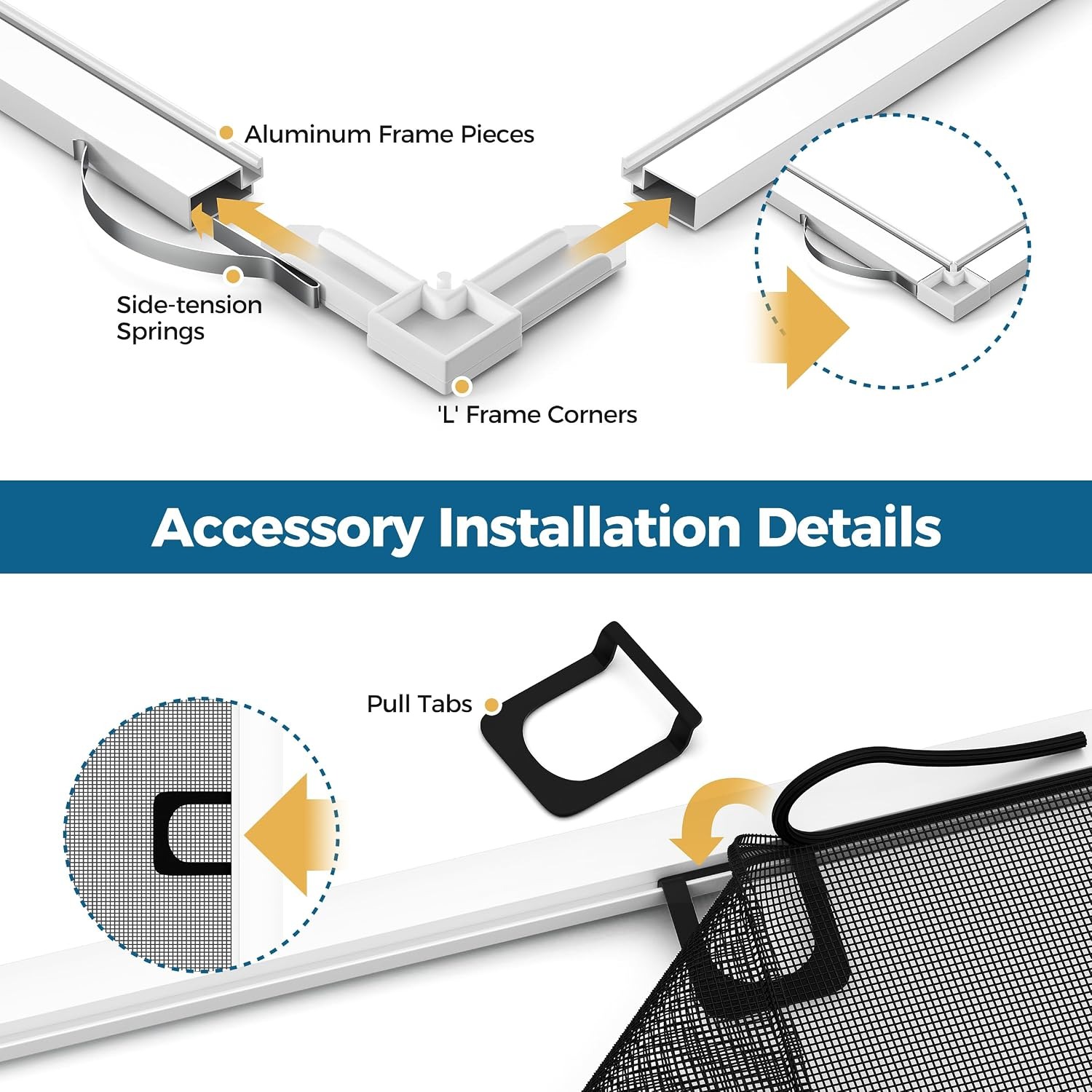 Aluminum Window Screen Frame Kit, 46 in x 46 in, 2 Sets: image 5
